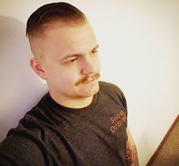 High Fade Comb Over with Mustache
