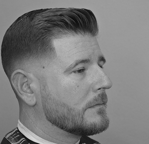 Low Fade Comb Over with Beard
