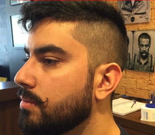 Mustache with Medium Fade haircut and Beards