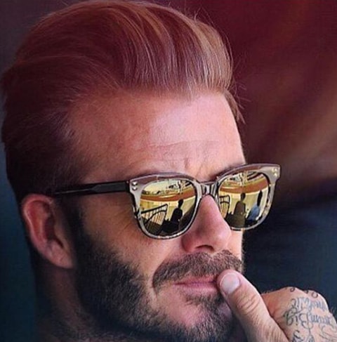 Brushed Back David Beckham Hairstyle with beard