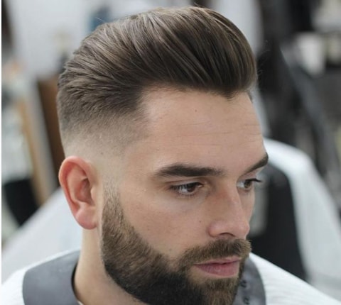 Pompadour With Undercut And Disconnected Beard