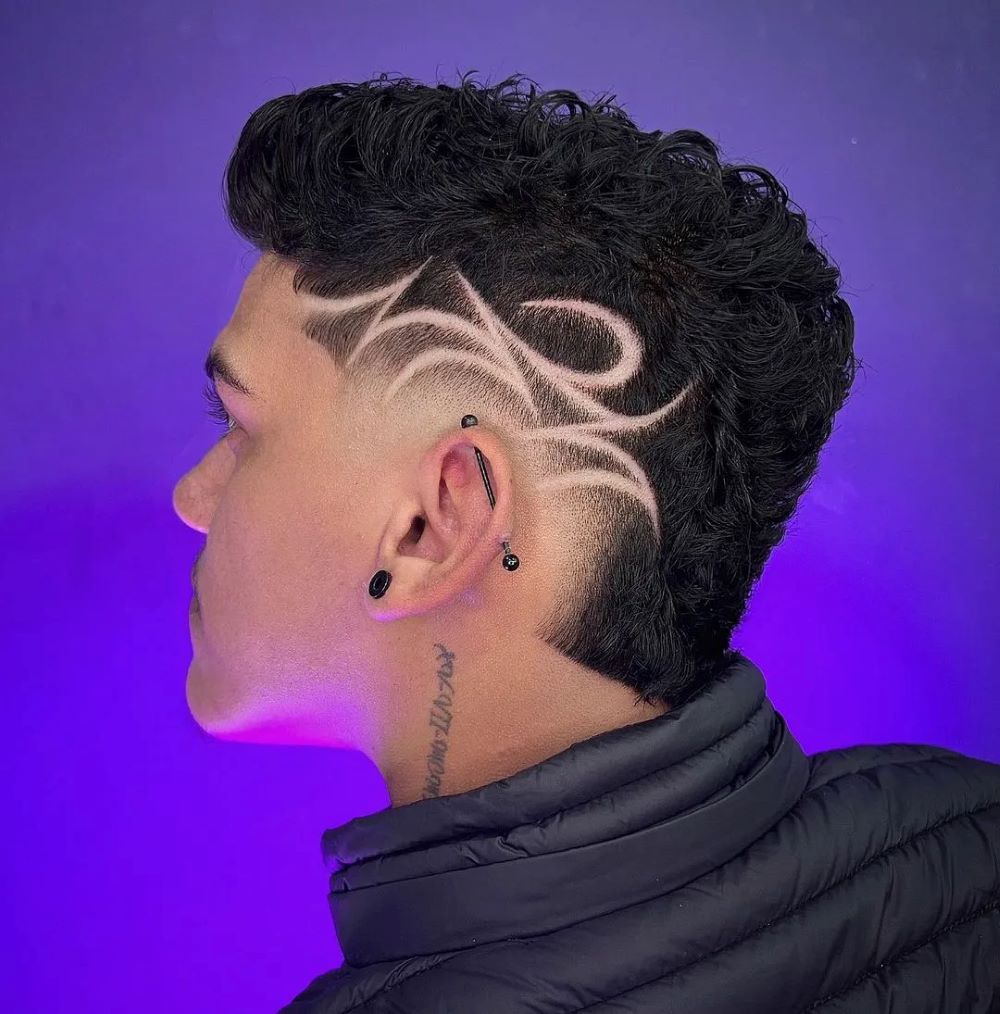 Burst Fade with Graffiti Design